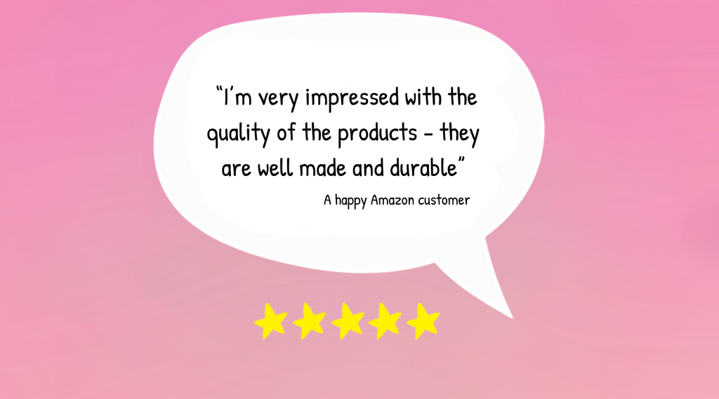 Feedback from an Amazon customer saying they were very impressed with the quality of the products"